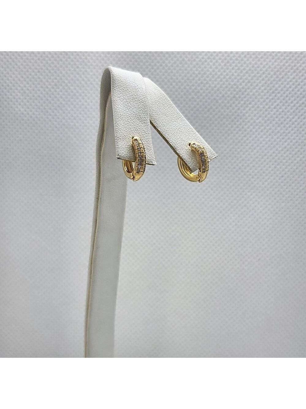 Brand New Brazilian 18k Gold Filled Cz Huggy Earrings